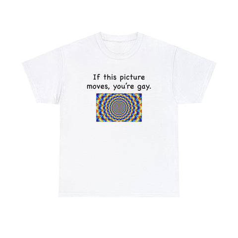 "If this picture moves, you're gay" optical illusion t