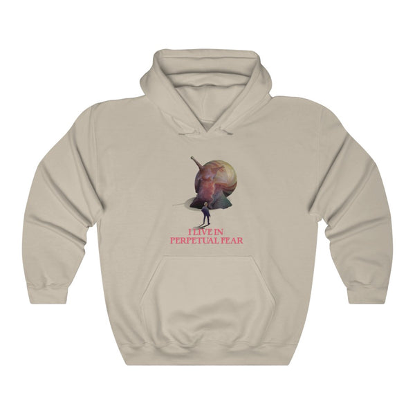 "I LIVE IN PERPETUAL FEAR" snail hoodie