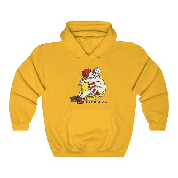 "LOVE IS LOVE" ronald mcdonald and colonel sanders making out hoodie
