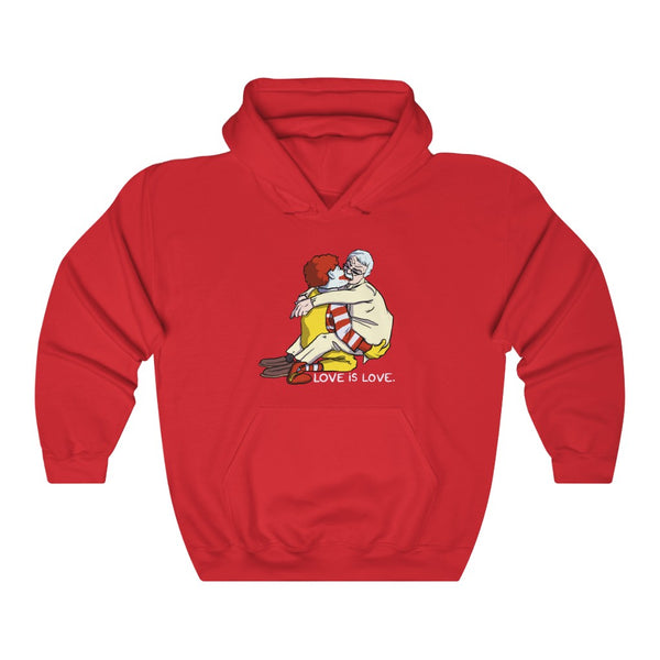 "LOVE IS LOVE" ronald mcdonald and colonel sanders making out hoodie