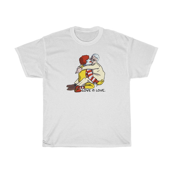 "LOVE IS LOVE" ronald mcdonald and colonel sanders making out t