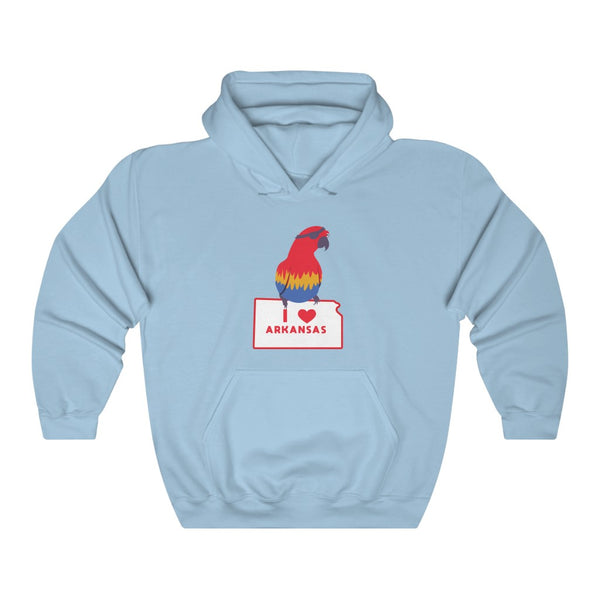 "I Love Arkansas" kansas parrot hoodie