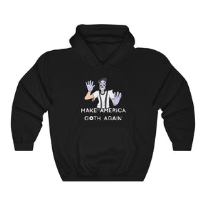 "MAKE AMERICA GOTH AGAIN" terrified mime hoodie