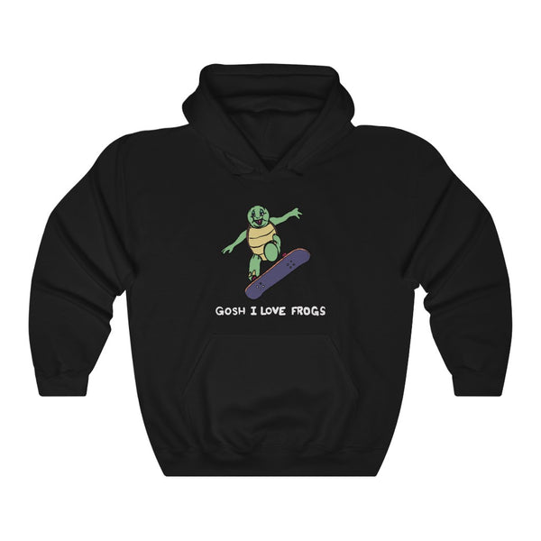 "Gosh I Love Frogs" turtle doing kickflip hoodie