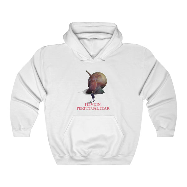 "I LIVE IN PERPETUAL FEAR" snail hoodie