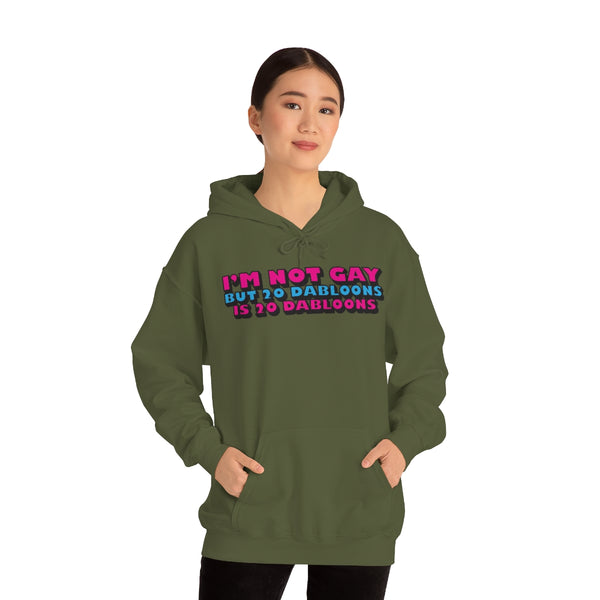 "I'M NOT GAY BUT 20 DABLOONS IS 20 DABLOONS" hoodie