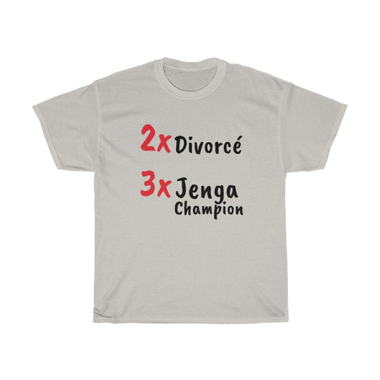 "3x Jenga Champion" t shirt