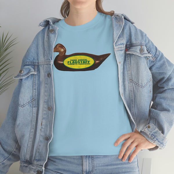 "Third Annual Flagstaff Spaghetti Convention" wood carved duck t